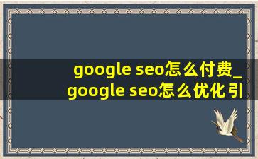 google seo怎么付费_google seo怎么优化引流